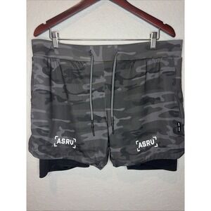 ASRV Shorts Medium Gray Camo 2-in-1 Conditioning Short Athletic Running DSG-0222